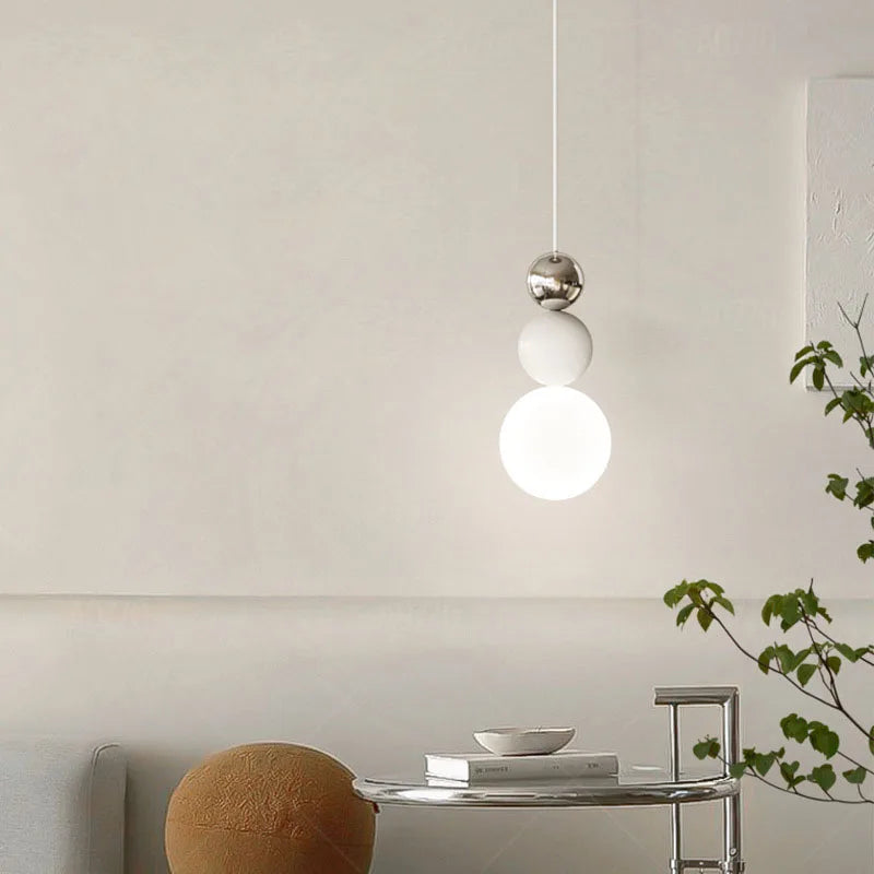 Nordic White Glass Pendant Lamp, Adjustable Hanging Light Fixture, Afralia™ Brand.