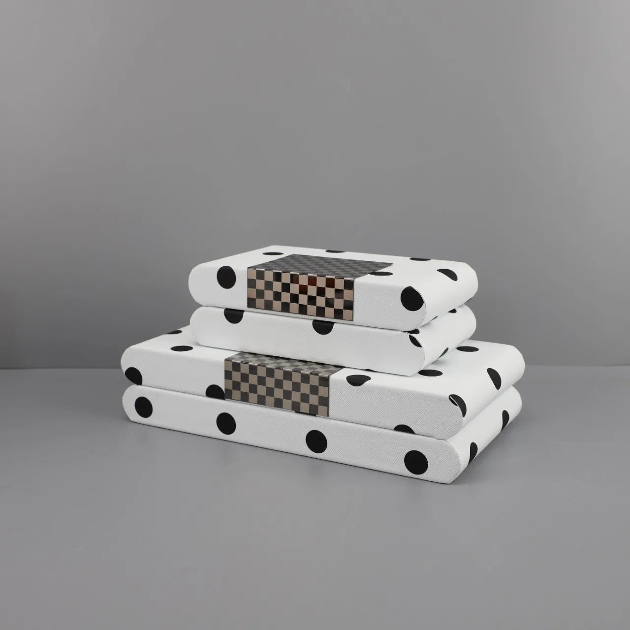Afralia™ Black & White Polka Dot Leather Storage Box | Geometric Pattern Desktop Organizer