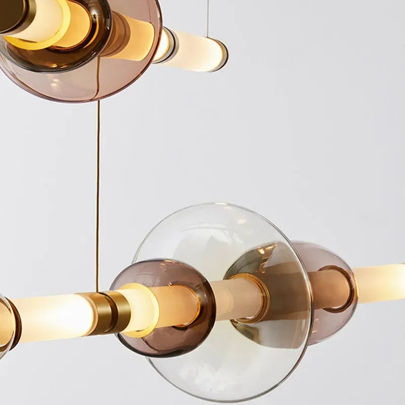 Afralia Luna Glass Chandelier: Postmodern Italian Design LED Lamp for Bedroom & Living Room