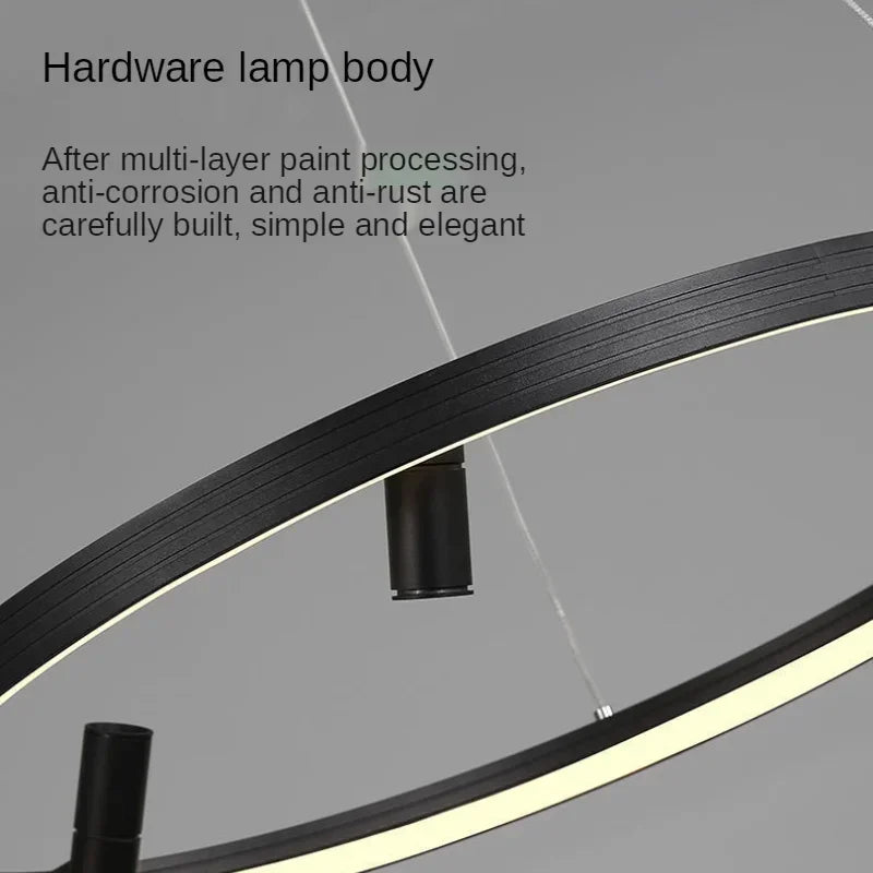 Afralia™ Black Round Spotlight Chandelier Pendant Light for Home Decor and Dining Room