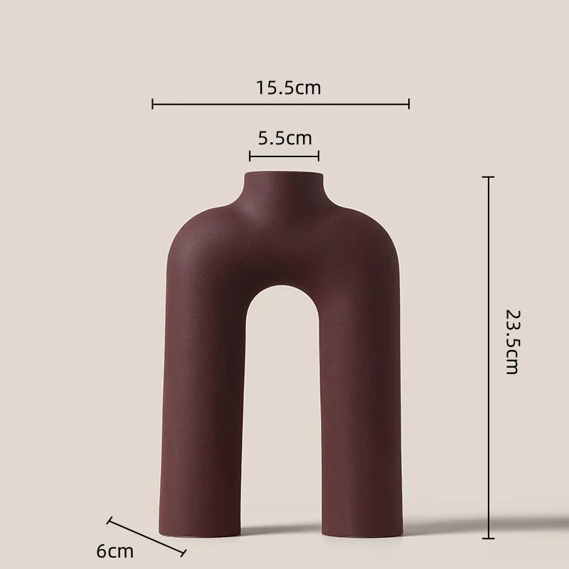 Afralia™ Geometric Ceramic Vase: Hollowed-out Letters Flower Arrangement Home Decor