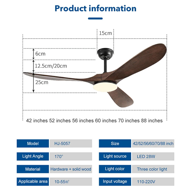 Afralia™ Vintage Wood Industrial Ceiling Fan 60 Inch Remote Control Large Blower