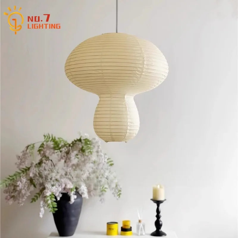 Afralia™ Wabi-sabi Rice Paper Mushroom Pendant Lights for Bedroom and Restaurant