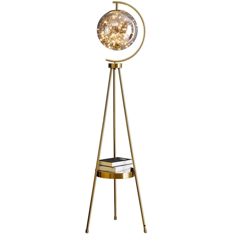 Afralia™ Sky Star LED Floor Light: Glass Gold Black Bedroom Hotel Decor Lighting