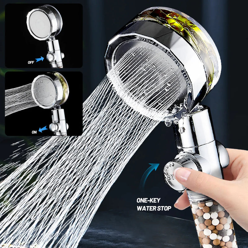 Afralia™ 360 Rotating Filter Shower Head with Water Saving Anion Stone Sprayer