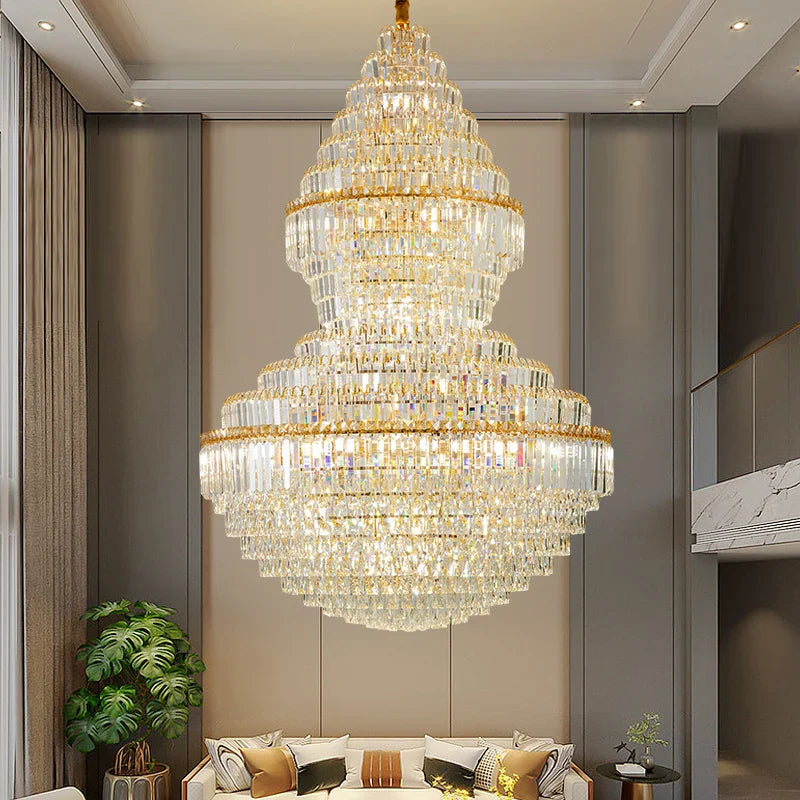 Afralia™ Crystal Hollow Chandelier for Luxury Living Room and Stair Lamps