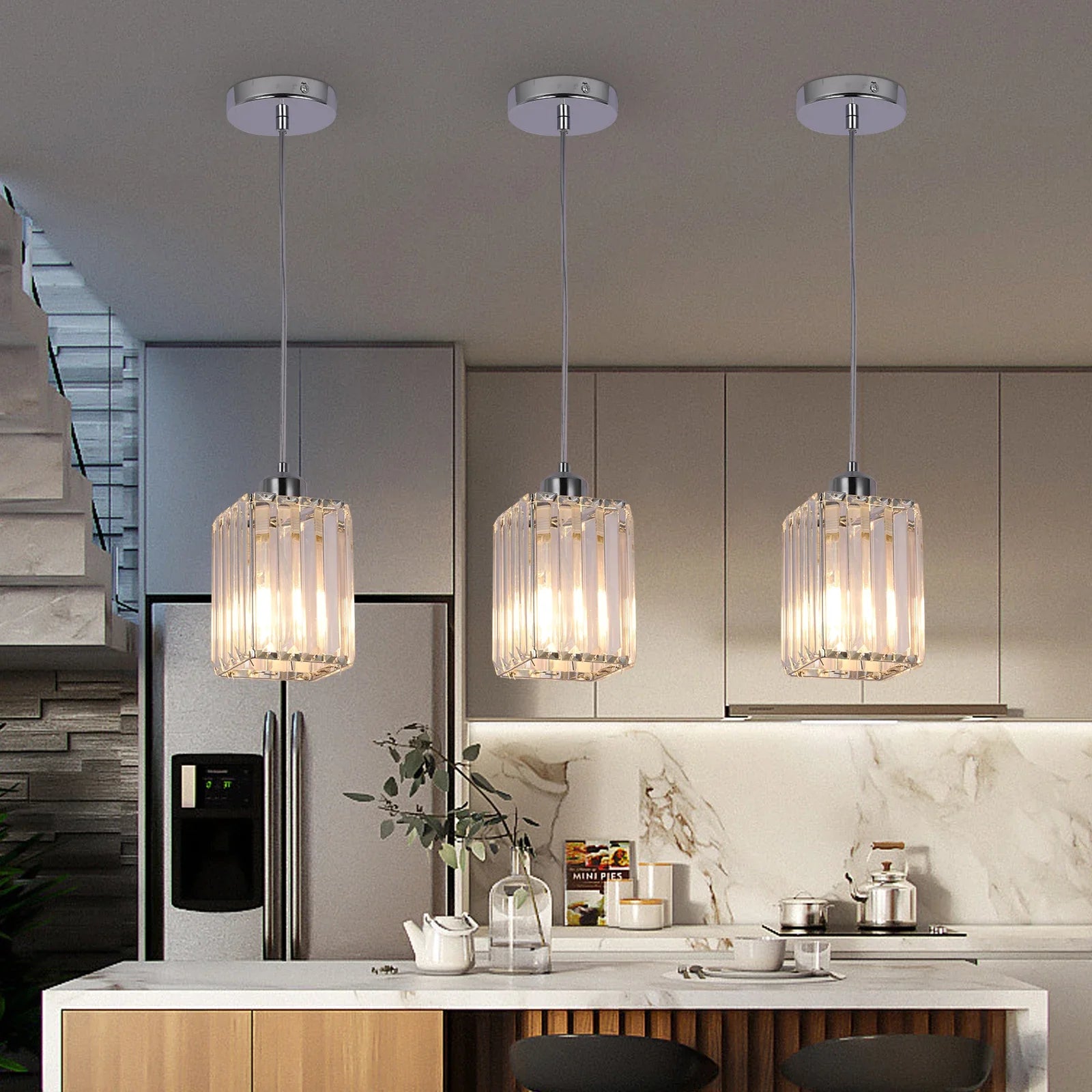 Afralia™ Crystal Pendant LED Chandelier for Dinning Room Home Decor