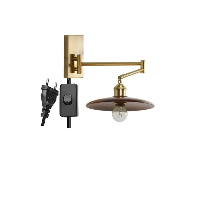 Afralia™ Wooden Wall Sconce LED Light - Modern Bedroom Beside Lamp - Left Right Rotate UP Down.