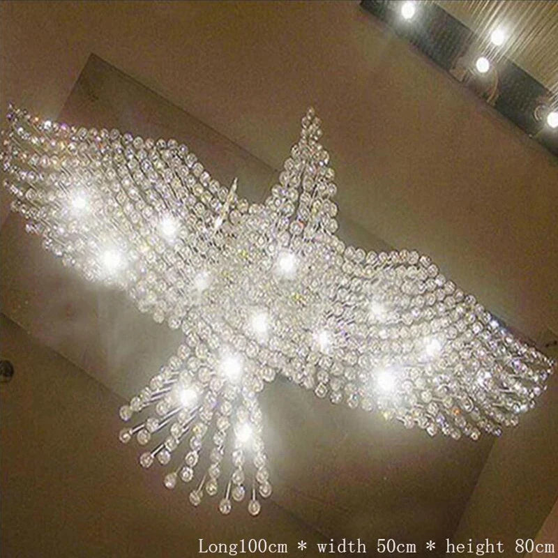 Afralia™ Eagles Crystal Chandelier LED Lights Modern Luxury Design Living Room Lighting