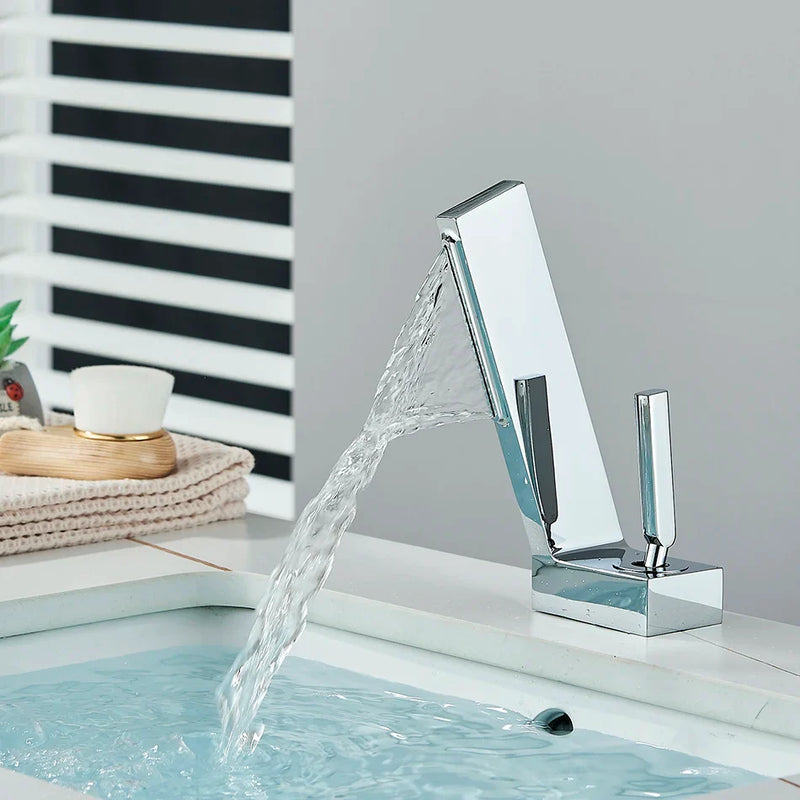 Afralia™ Modern Bathroom Basin Faucet Single Hole Mixer Tap Hot Cold Water Deck Mount