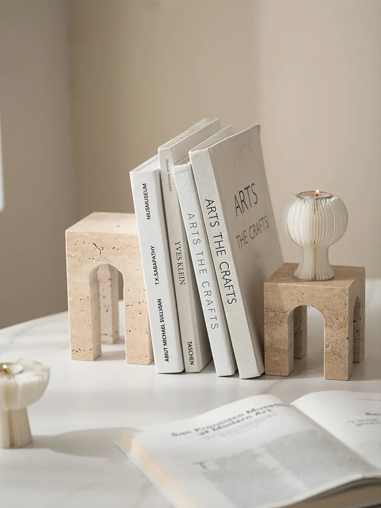 Afralia™ Marble Archway Travertine Ornament for Coffee Table Living Room Decor