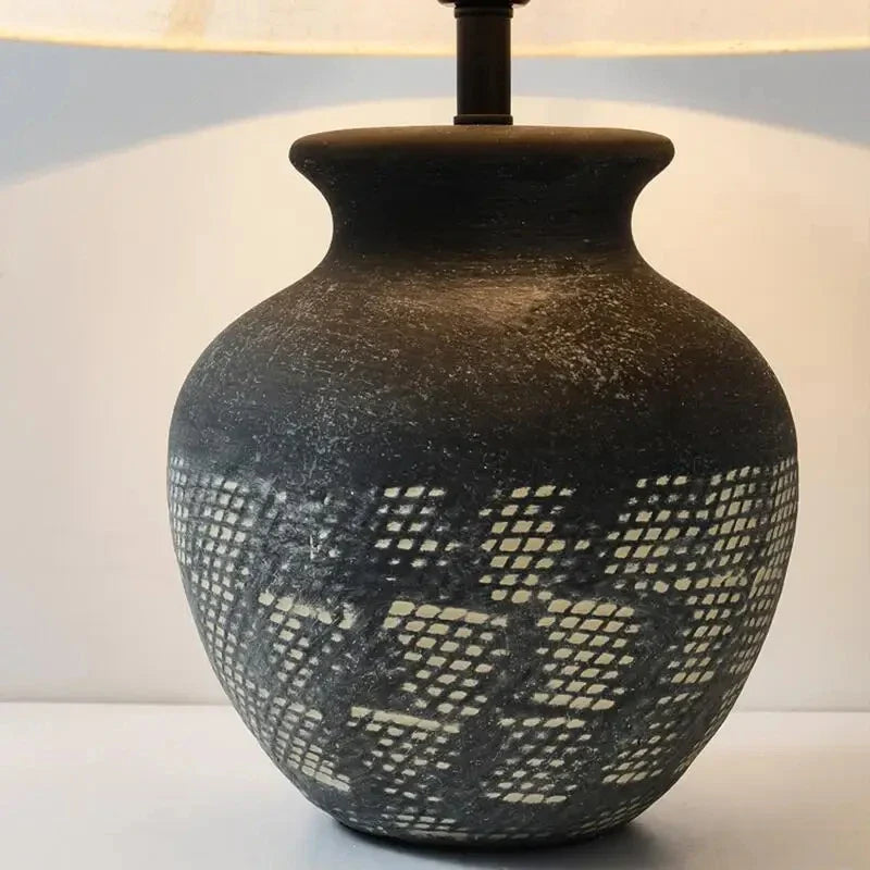 Afralia™ Ceramic Table Lamp: Wabi-Sabi Style LED Lighting for Retro Black & White Decor