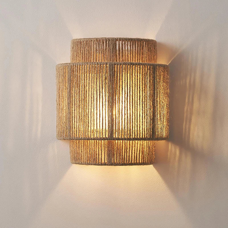 Afralia™ Hemp Rope Wall Lights: Creative E27 Bulb Sconce for Bedroom, Foyer, Hotel Atmosphere