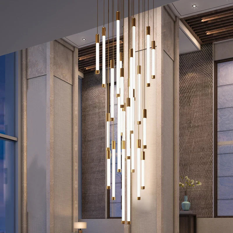 Afralia™ LED Staircase Chandeliers: Modern Luxury Lighting for Living Room, Restaurant, or Duplex Attic