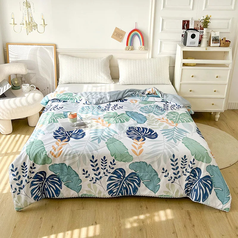 Afralia™ Cartoon Print Quilted Double Blanket for Queen Size Bed