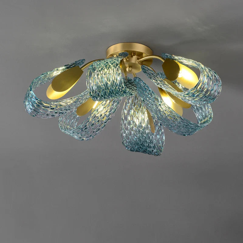 Afralia™ Blue Queen Crystal Glass LED Ceiling Chandelier - Elegant Lighting Fixture for Living Room