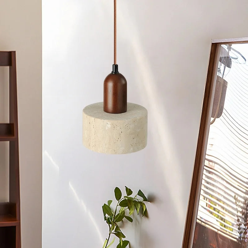 Afralia™ LED Yellow Travertine Pendant Light Hanglampen for Kitchen Cafe Living Room