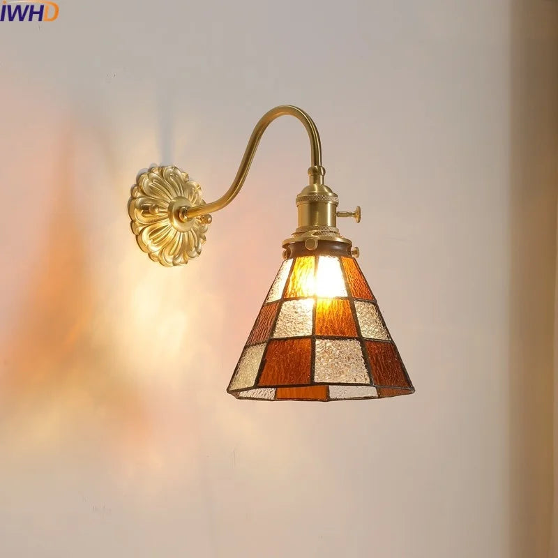 Afralia™ Copper Glass LED Wall Lamp for Nordic Modern Home Decor