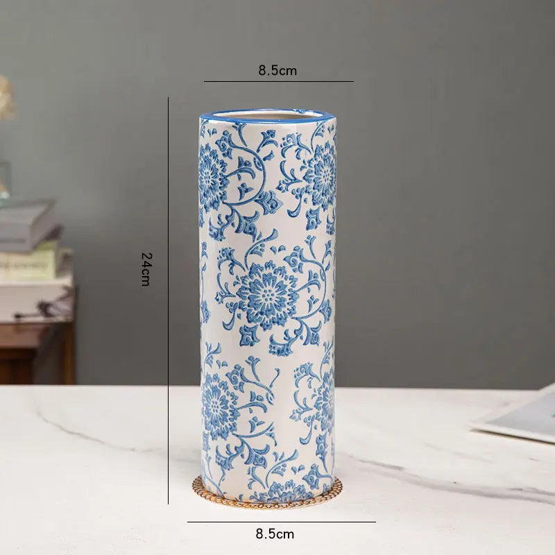 Blue and White Porcelain Tissue Box by Afralia™: Ceramic Desk Decor & Paper Towel Case