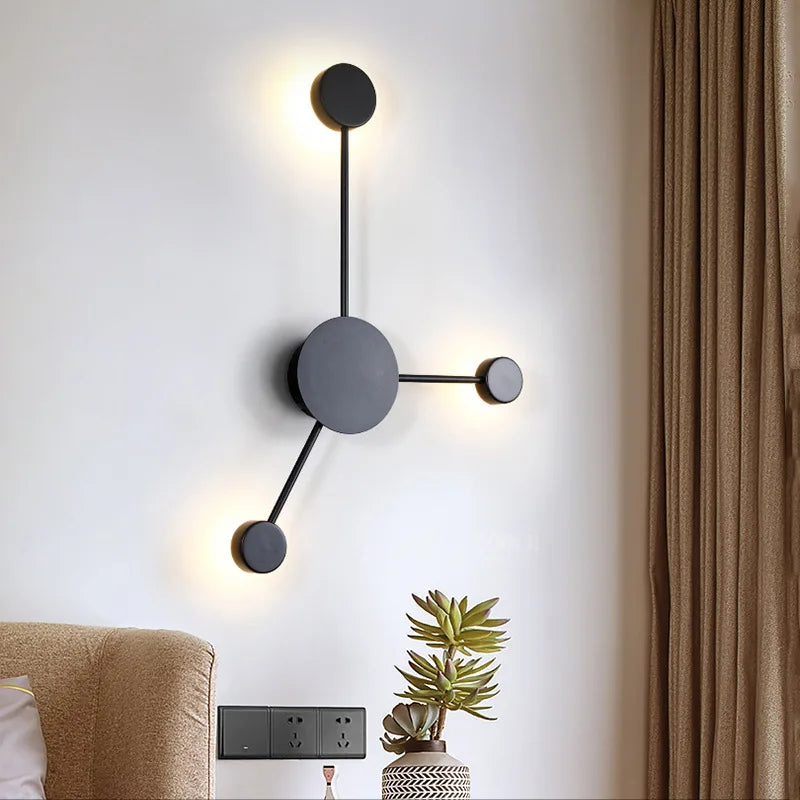 Afralia™ Modern Nordic Black Wall Lamp Bedroom Bedside Sconce Light Art Decoration Fixtures