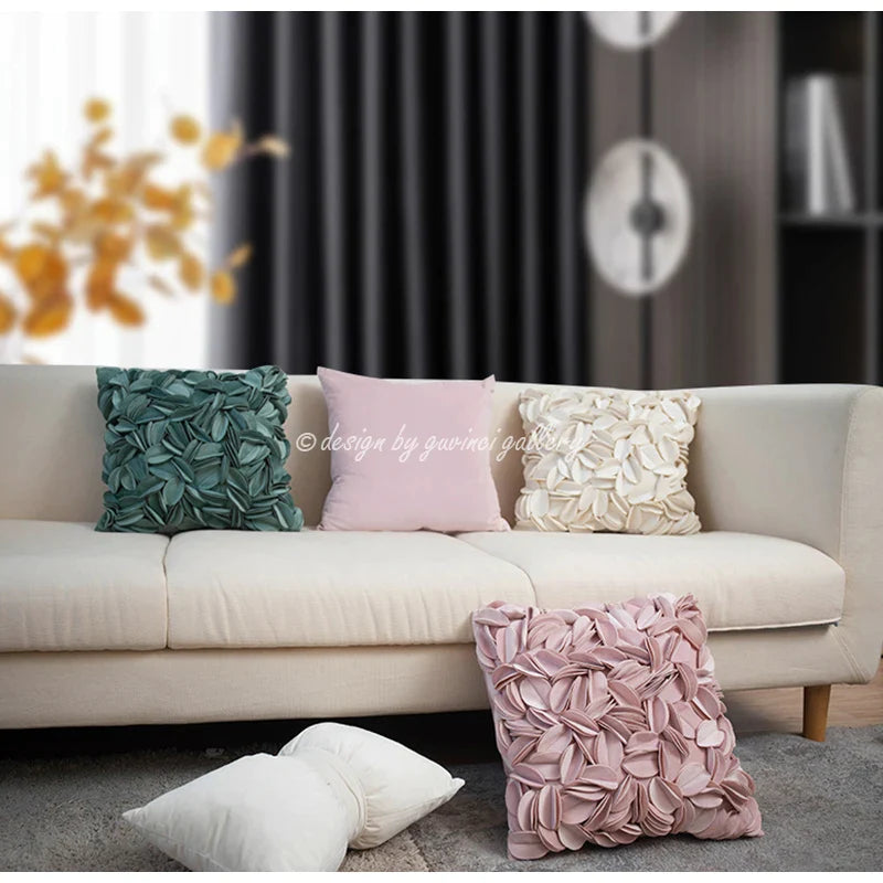 Afralia™ Romantic Flower Petals Splice Pillowcase 45x45cm - Handmade Art Cushion Cover