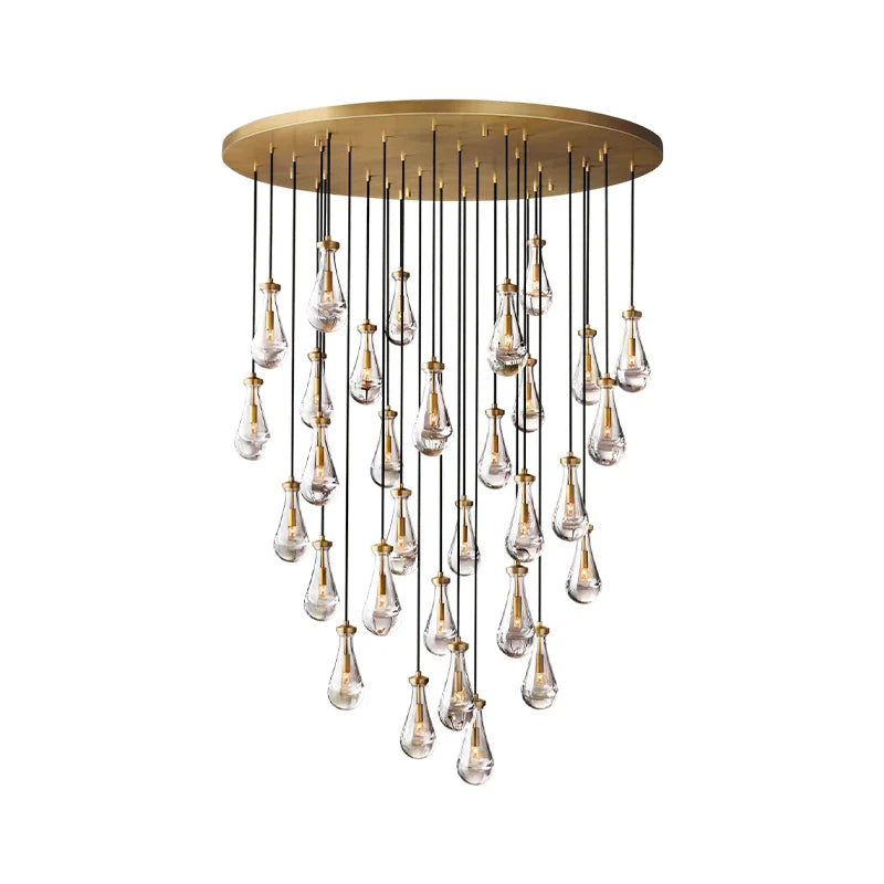 Afralia™ New Copper LED Pendant Light for Living Room and Hotel Staircase