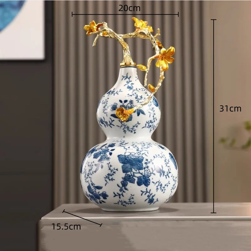 Afralia™ Gourd Ornament Ceramic Handicrafts Home Decor Accessories