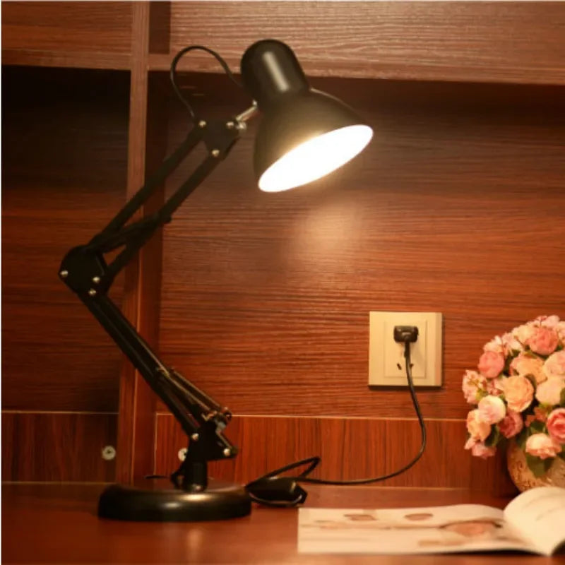 Afralia™ Adjustable Swing Arm LED Desk Lamp with Switch for Office Reading and Bedside
