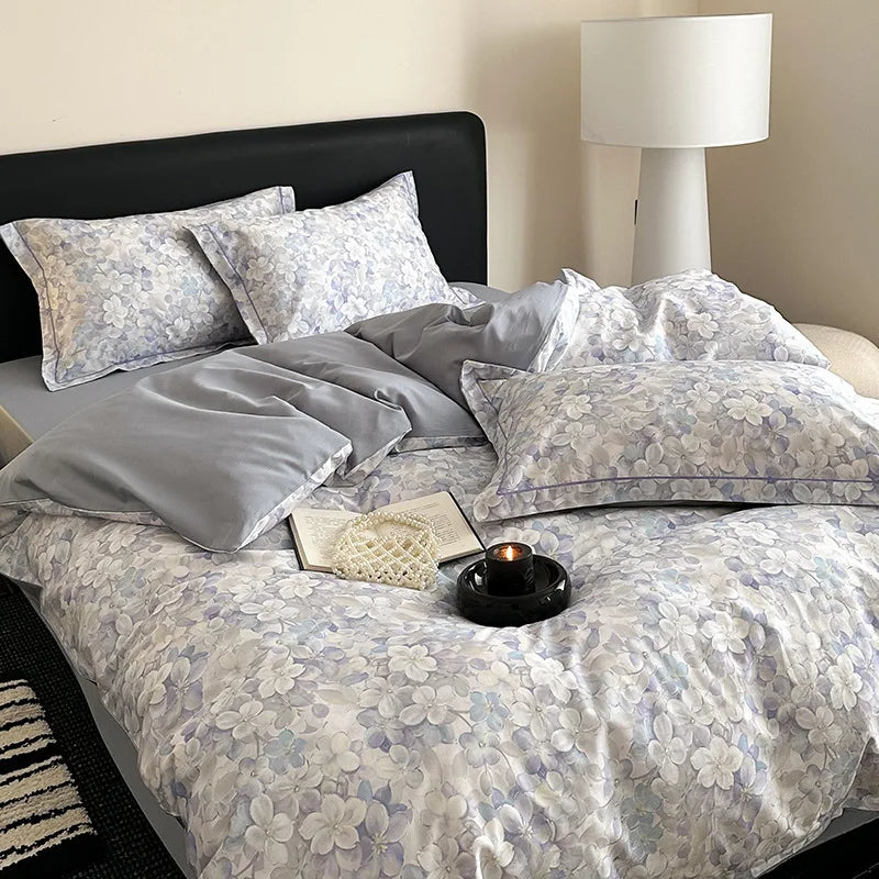 Afralia™ Satin Flower Fitted Sheet Set - Luxury 100% Cotton Print Bedding Set