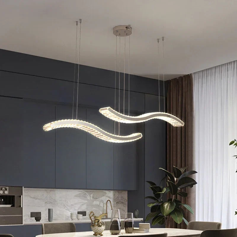 Afralia™ Crystal Pendant LED Chandelier for Luxurious Dining, Kitchen, and Villa Decor