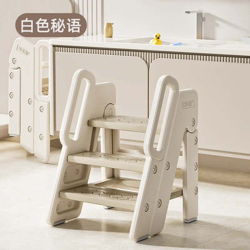 Afralia™ Metal Folding Ladder Stairs for Home Kitchen Decor and Kids Steps