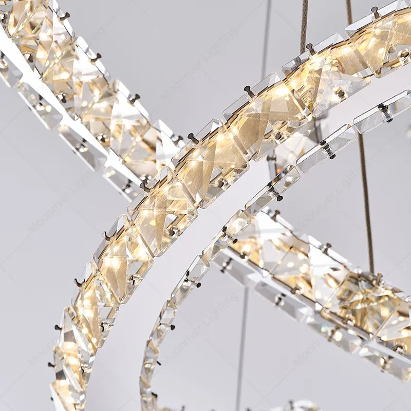 Afralia™ Modern Crystal Chandelier LED Pendant Light for Home, Living Room, Restaurant