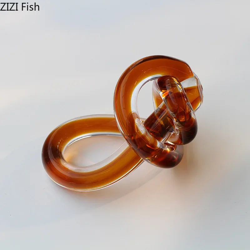 Afralia™ Twisted Knot Glass Chain Cluster Ornaments for Stylish Desk & Room Decor