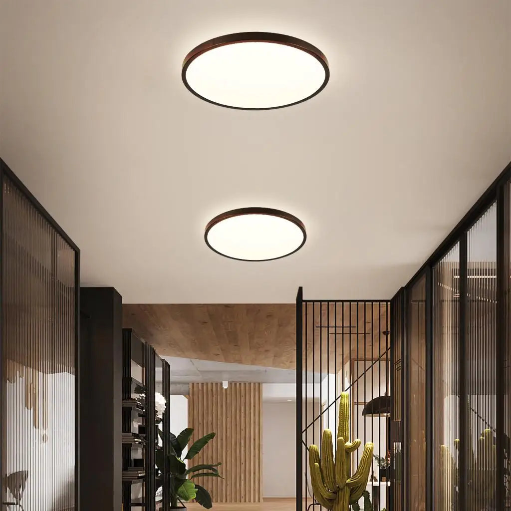 Afralia™ Wood LED Ceiling Lamp: Modern Nordic Round Light Fixture for Living Room & Bedroom