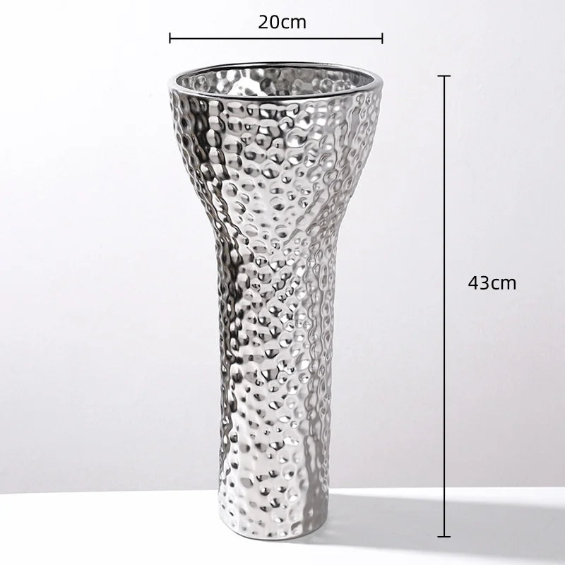 Afralia™ Golden Ceramic Geometric Honeycomb Vase - Home Decoration Accessory