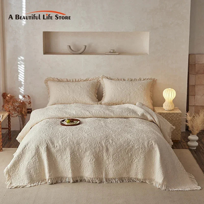 Afralia™ Cotton Quilted Bedspread Set with Pillowcase - Versatile & Summer-Ready