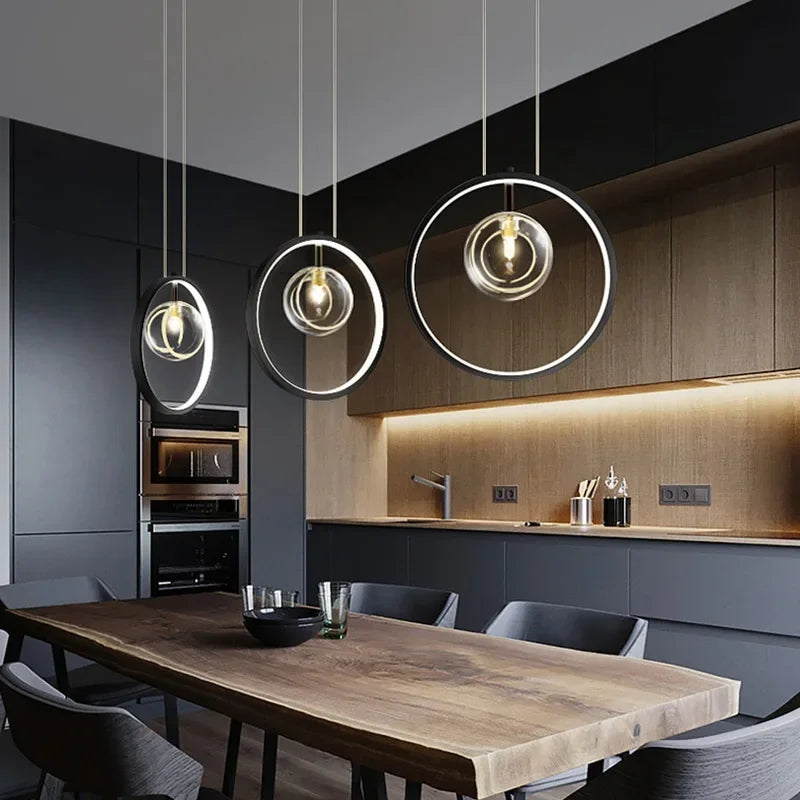 Afralia™ Ball Bubble LED Chandelier: Modern Round Ring Pendant Light for Dining Room & Bar