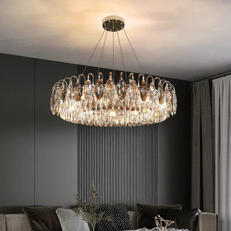 Afralia™ Crystal Chandelier Pendant Light Modern Minimalist Luxury Lighting