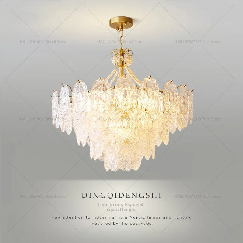 Afralia™ Cream Crystal Chandelier: French Light Luxury for Living Room, Bedroom, Dining Room