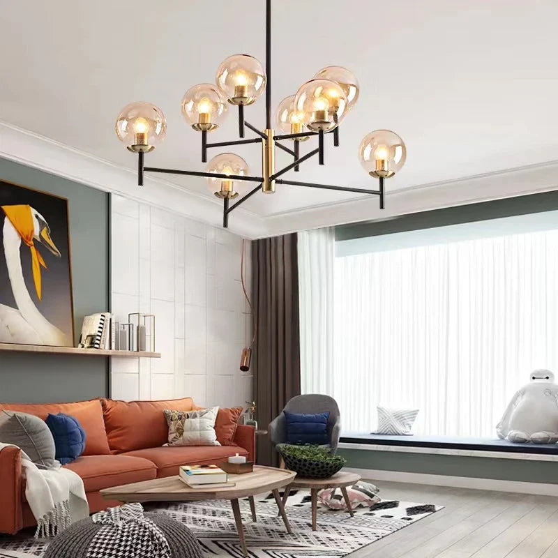 Afralia™ Nordic Wrought Iron Chandelier for Kitchen Living Room Bedroom Lighting