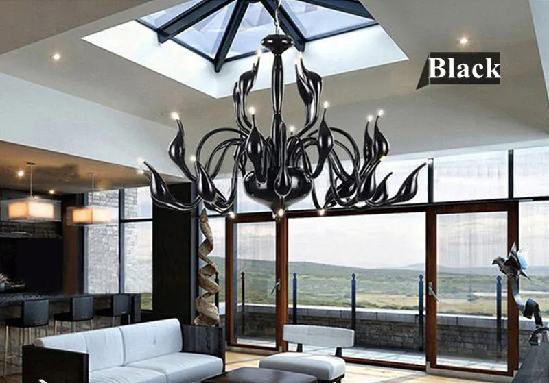 Afralia™ Nordic Swan Chandelier: Minimalist White Light for Living Room, Bedroom, Kitchen & Dining Room.