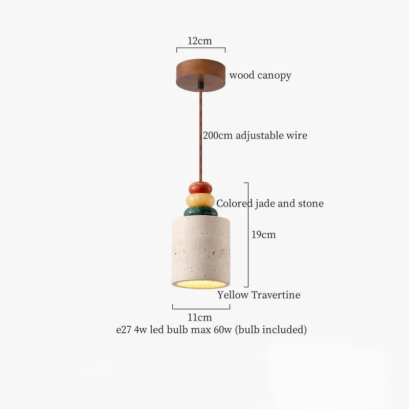 Afralia™ Stone LED Hanging Lamp for Home Decor, Japanese Style Luminaire