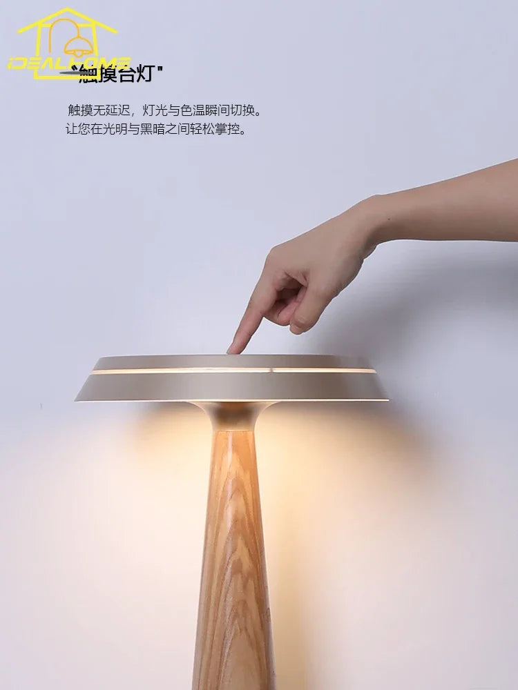 Afralia™ Ceil Solid Wood Table Lamp with Touch Switch - Modern LED Lighting