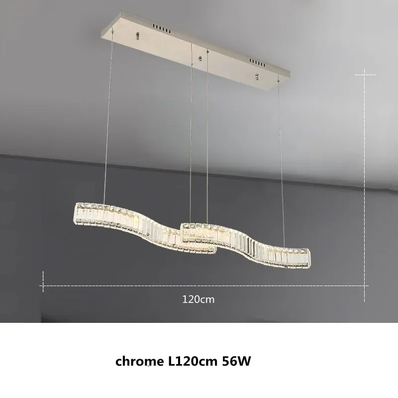Afralia™ S Wave Steel & Crystal Dimmable LED Pendant Lights