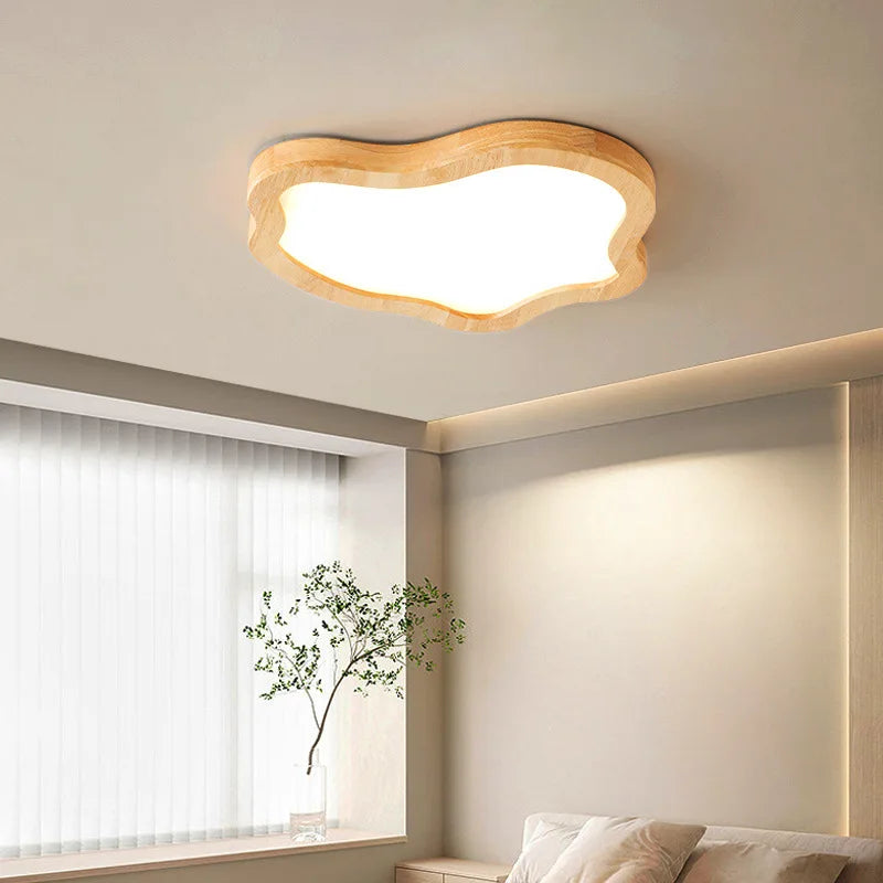 Afralia™ Cloud Shape Wooden LED Ceiling Light for Modern Nordic Home Living Room Surface Fixture