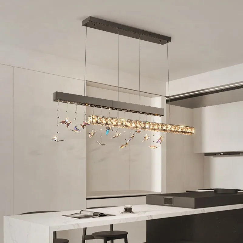 Afralia™ Luxury Crystal Chandelier LED Strip Island Lighting