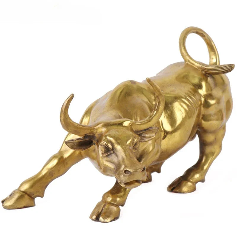 Afralia™ Golden Bull Figurine Sculpture - Stock Market Office Decor & Holiday Gift