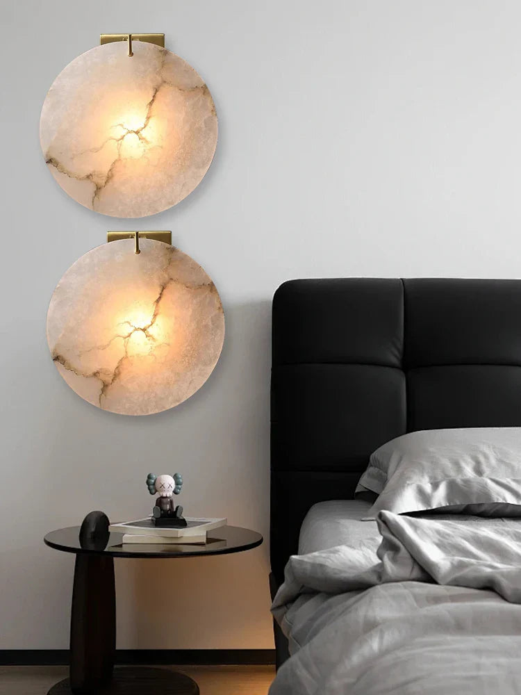 Afralia™ Round Marble Wall Sconce Lamps for Luxury Home Decor