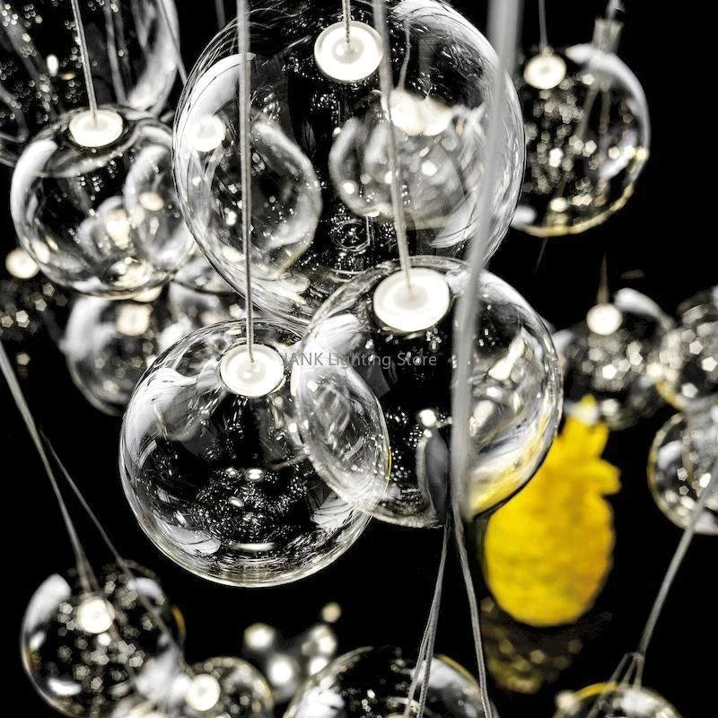 Afralia™ Glass Ball Chandelier - Nordic Modern Designer LED Pendant Lights for Home Decor