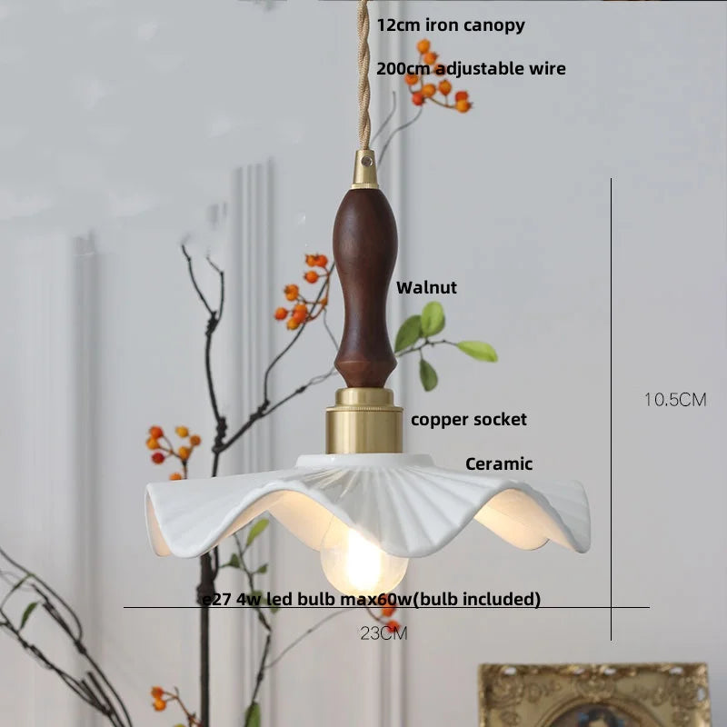 Afralia™ LED Pendant Lamp Modern Style Home Lighting Living Room Study Bar White Flower Ceramic